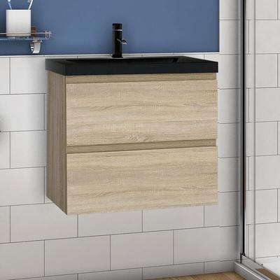 Aica Sanitaire - Waschtisch mit Schwarzes Waschbecken Waschbeckenunterschrank Badmöbel 60cm Image
