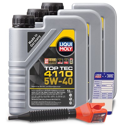 Liqui Moly 3x 1 L Top Tec 4110 5W-40 + Ölwechsel-Anhänger + Einfülltrichter [Hersteller-Nr. 21478] Image