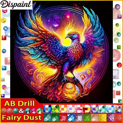 DIAPAI Fairy Dust AB Diy Full Square Round Drill 5D Diamond Painting Diamond Embroidery "Animal Phoenix" Home Decor Gift