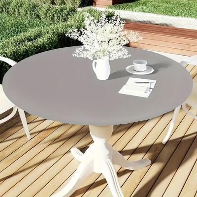 TEMU 1pc Round Vinyl Table Cover, Oil & Scratch Resistant, Black With White - Parties, Outdoor Dining, Camping, Picnics, And , Picnic Table Cover | Striped Pattern Cover | Durable Image