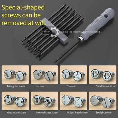TEMU Chrome Vanadium Steel Y-type And U-type Screwdriver Set With 9 Bits - Adjustable Length And Magnetic Force - Suitable For Office, Reading, And Home Renovation Image