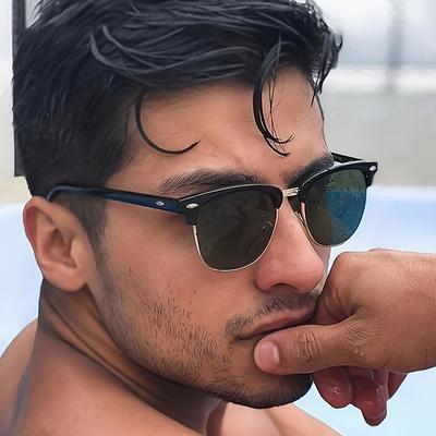 TEMU 1pc Vintage-inspired Men's Fashion Glasses With Oval-shaped Brow Embellishments, Metal Frame, And Pc Lenses - Ideal For Business, Parties, And Holiday Gifts, Gender-neutral, Without Battery Image