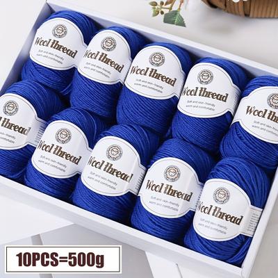 TEMU 10pcs Premium Wool Blend Yarn, 500g Total - 70% Australian Wool, 30% Anti-pilling Fiber, For Knit And Crocheting Sweaters, Scarves, Hats, And More - In Multiple Colors Image