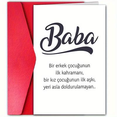 TEMU 1pc, Turkish Father's Day Card, With An Envelope (12cm * 18cm) For Love Father, , Suitable For Birthday, Praise, , Warm Turkish Father's Day Card, The Position Can Never Be Replace Image