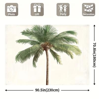 TEMU 1pc, Trendy Celebration Banner (39x59in, 51x59in, 70.8x90.5in) Palm Tree Multi- Fabric, No Electricity Needed Decorations Ideal For Holiday Photos And Decor Image