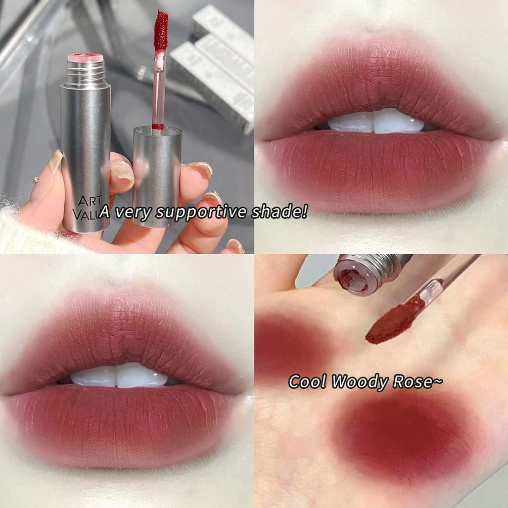 Nude Matte Liquid Lipstick, lichtecht, wasserdicht, langlebig, sexy roter Lipgloss, antihaftbeschichtet, feuchtigkeitsspendende Lippenglasur, Make-up, Lippentönung