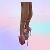 Rosa Perle Kristall Design Süße Coole Pumps Flache Metall Stiletto High Heel Plattform Frauen Schuhe
