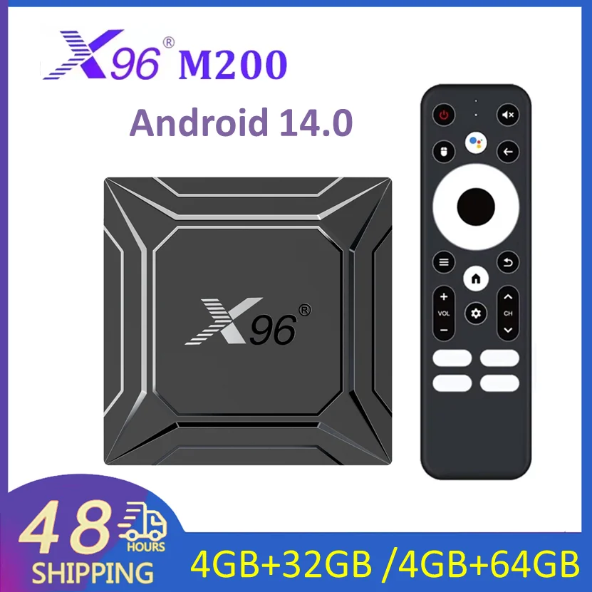 Android 14 X96 M200 Amlogic S905X5M Smart TV BOX 4GB 64GB 1000M AV1 BT TVBOX 2,4G & 5G Dual Wifi 4G32G DDR4 Set Top Box Image
