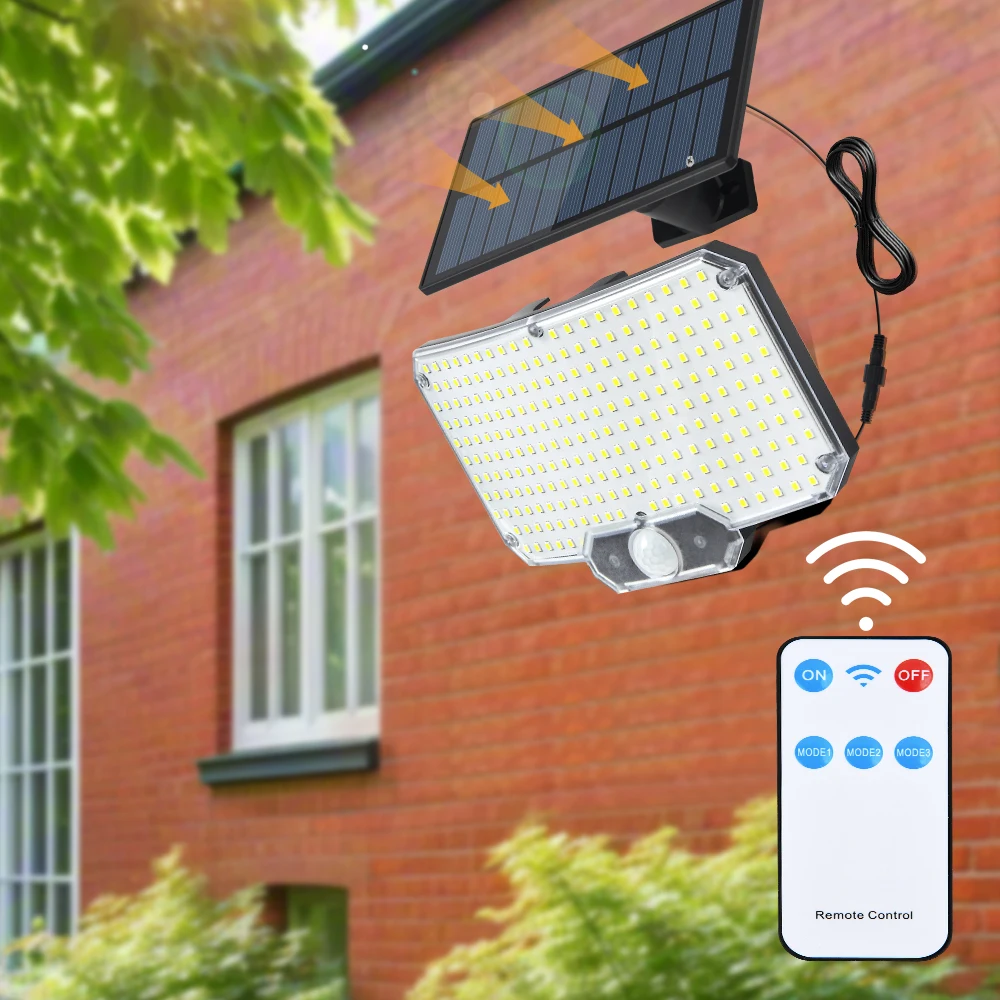 Solar-Flutlichter mit Bewegungsmelder für den Außenbereich, 234 LEDs, Sicherheitslicht mit hoher Helligkeit, 3 Modi, geteilte Solar-Wandleuchte für Gartenparki