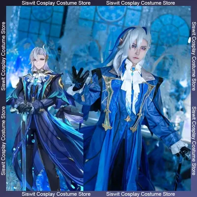Spiel Genshin Impact Neuvillette Cosplay Kostüm Perücke Full Set Männer Frauen Karneval Bühne Leistung Anime Uniform Halloween Party Image