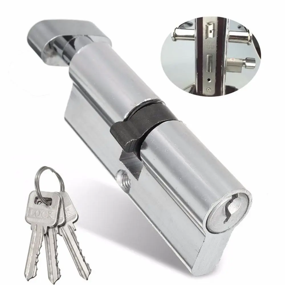 Neue X70 SilverTone Zylinder Hardware Indoor Aluminium Home Security Türschloss Aluminium Indoor Lock Sichere Sicherheit Image