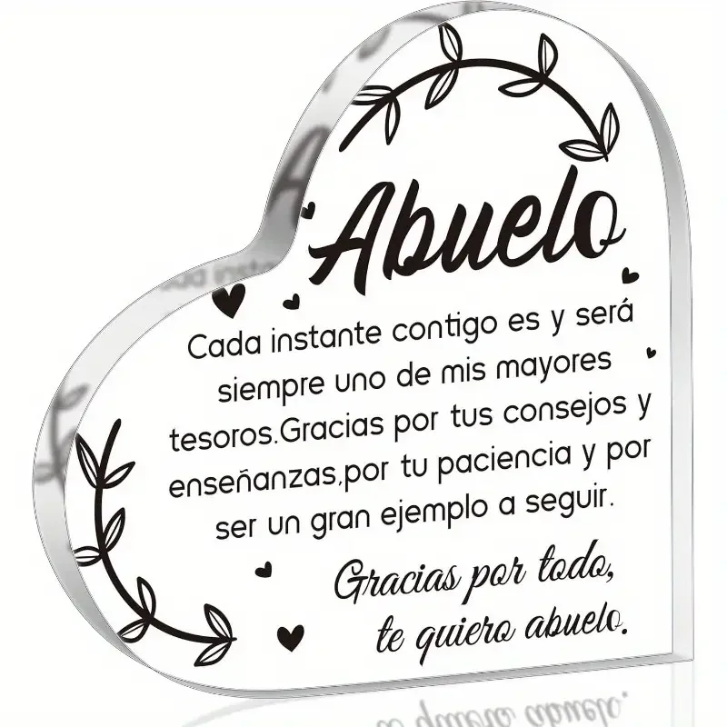 [2D Flat] 1 Stück spanisches Großvater-Acryl-Geschenk – Vatertags-Acryl-Herzschild, Großvater-Memory-Notizbuch Image