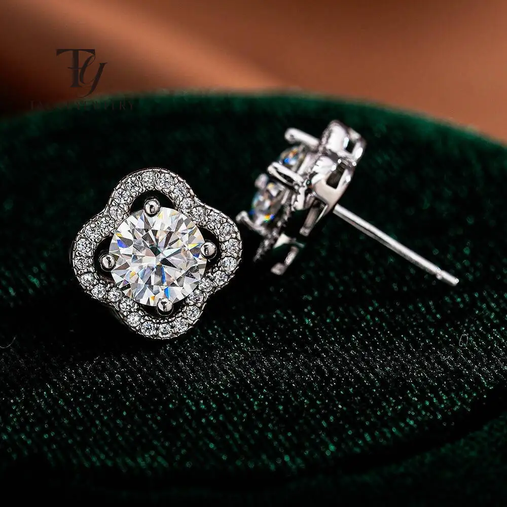5mmx 2 stücke Moissan ite Ohrringe Blume 925 Sterling Silber d Farbe Diamant Ohr stecker für Frauen Hochzeitstag edlen Schmuck Image