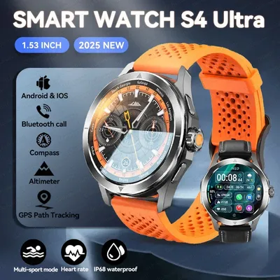 2025 für Xiaomi S4 Ultra GPS NFC Smart Uhr Männer 360 * 360 AMOLED Bildschirm Herzfrequenz Bluetooth Anruf IP67 wasserdicht Mann Smartwatch Image