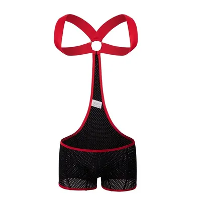 Mode Herren Muskel Brustgurt einteilige atmungsaktive Mesh-Boxershorts europäische und amerikanische Fitnessgurte Onesie CMF226 Image