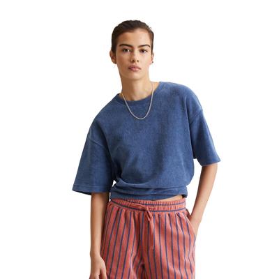 Sweatshirt MARC O'POLO DENIM "aus reiner Bio-Baumwolle", Damen, Gr. S, cerulean blau, Obermaterial: 100% Baumwolle, unifarben, relaxed fit, Rundhals, Kurzarm, Sweatshirts Image