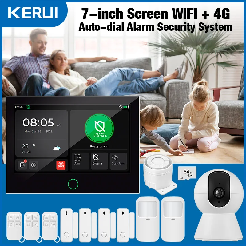 KERUI 7-Zoll-IPS-Bildschirm 4G Tuya Smart Home Security Alarm System GSM WiFi Wireless Home Einbrecher-Sicherheitsalarmsystem G70 Image