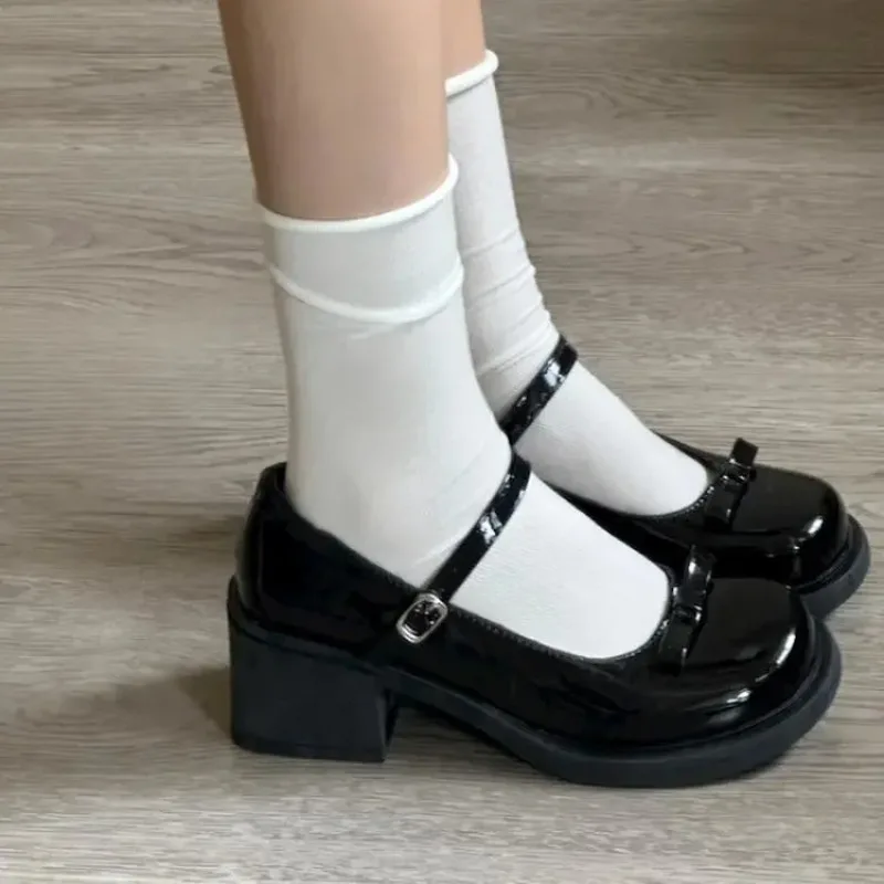 Britischer Stil, dicker Boden, Mary Jane-Schuhe, französischer Vintage-Stil, flacher runder Kopf, japanischer Stil, JK-Loafer, Gummi-Außensohle für Erwachsene