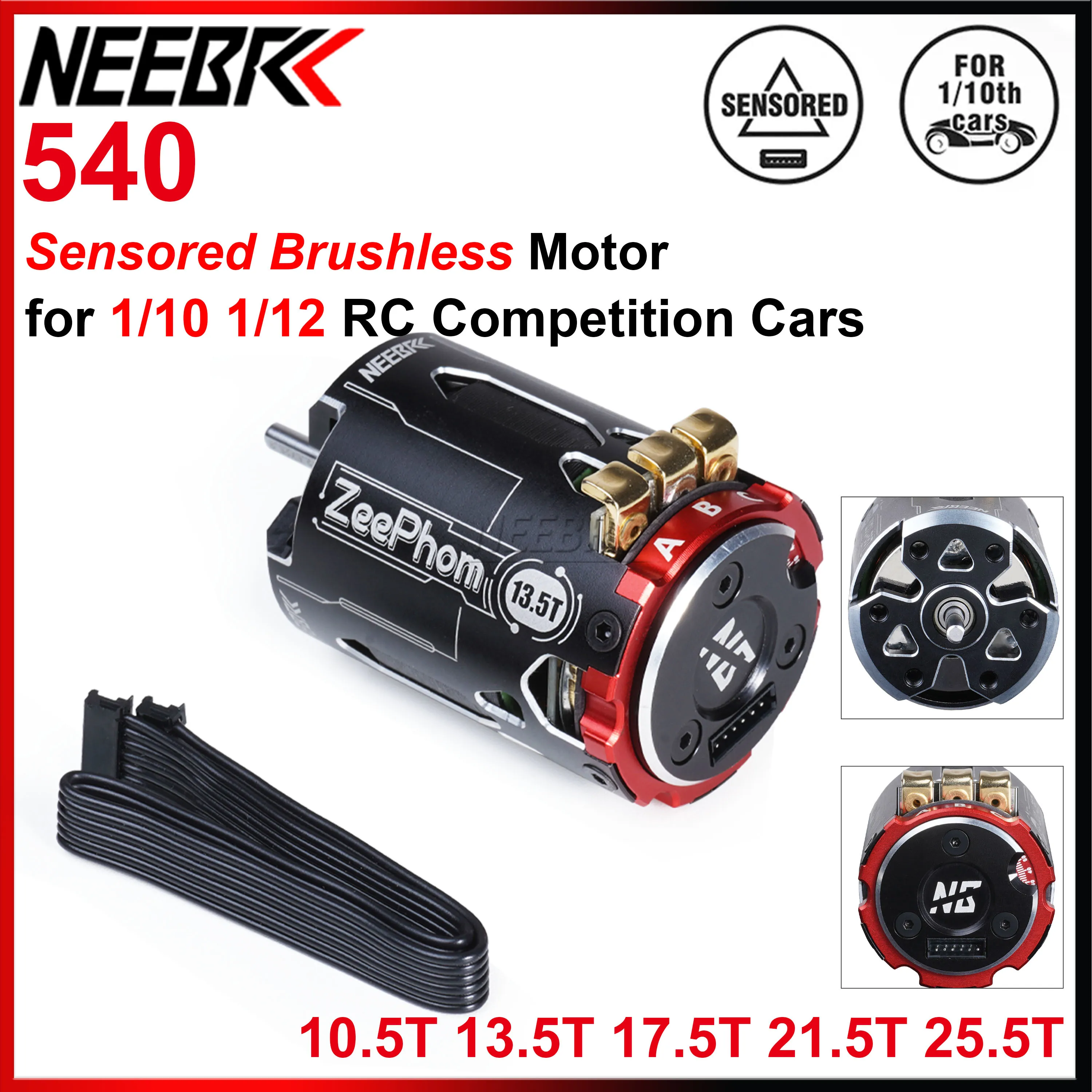 NEEBRC SPEC 540 ZeePhom Sensored Bürstenloser Motor, hohes Drehmoment, 3,175 mm Welle für 1/10 1/12 RC Drift Racing Car Competition Parts Image