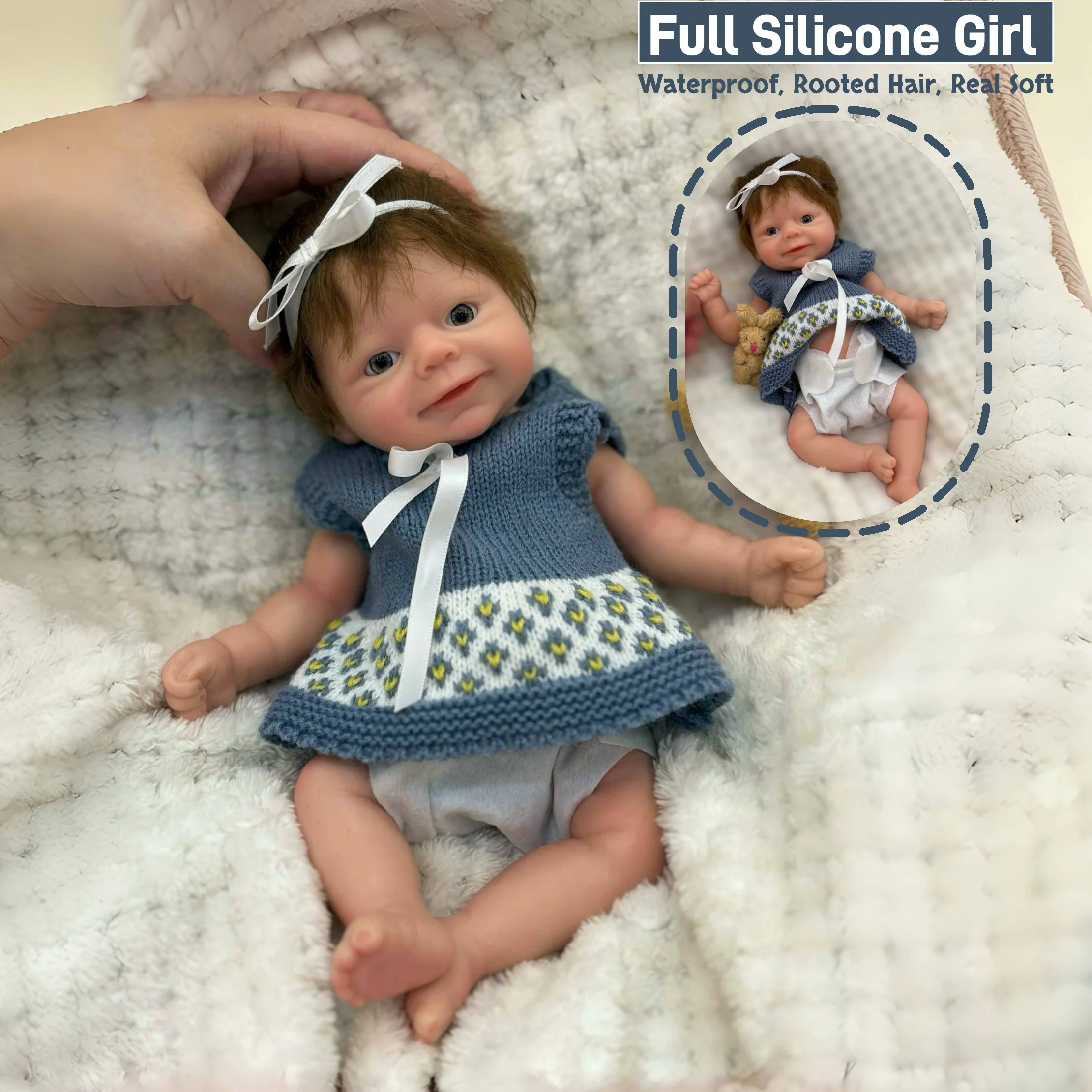1 PC 10 zoll Kuschel Silikon Mädchen Mit Verwurzelt Haar Reborn Puppe Wasserdicht Neugeborenen Baby Mädchen Lebensechte Gemalt Realistische Puppe spielzeug