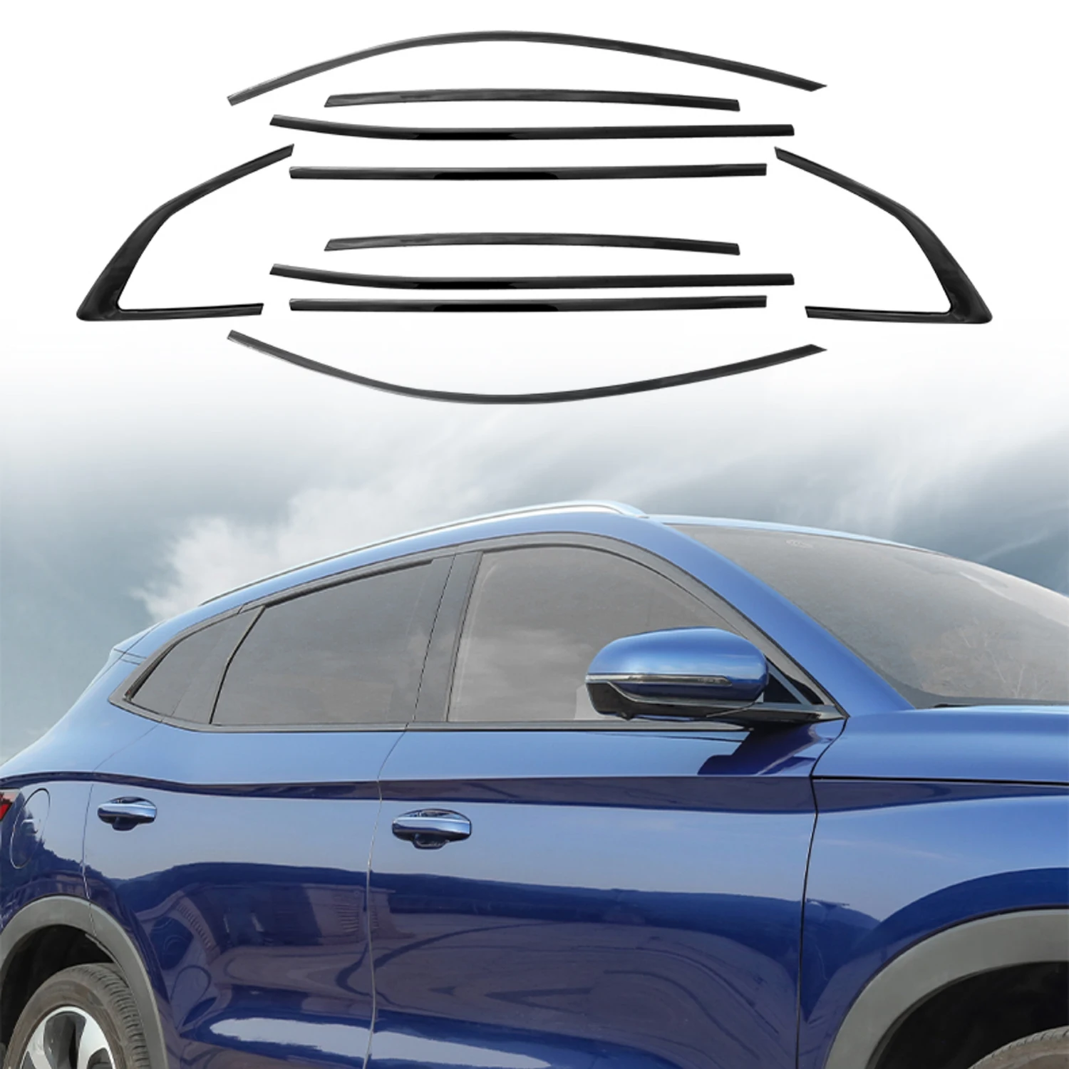 Per BYD Song Plus DM-i EV / Seal U/ Sealion 6 2023-2025 Finestra Modanatura Copertura Trim Accessori Esterni Auto Acciaio Nero 10 pezzi