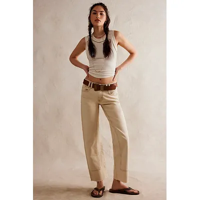 We The Free Risk Taker Mid-Rise Jeans at Free People in Ecru, Size: 31 L
