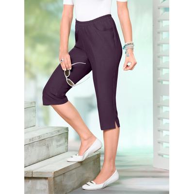 Caprihose CLASSIC BASICS, Damen, Gr. 46, Normalgrößen, lila (pflaume), 100% Polyester, unifarben, 3/4-Länge, Hosen Image