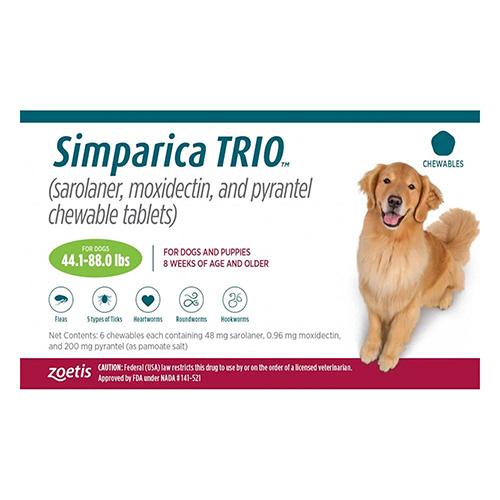 Simparica Trio Pour Chiens 44.1-88 Lbs (Vert) 3 croquettes