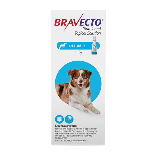 Bravecto Topique Pour Grands Chiens (44 - 88 Lbs) Bleu 3 Doses