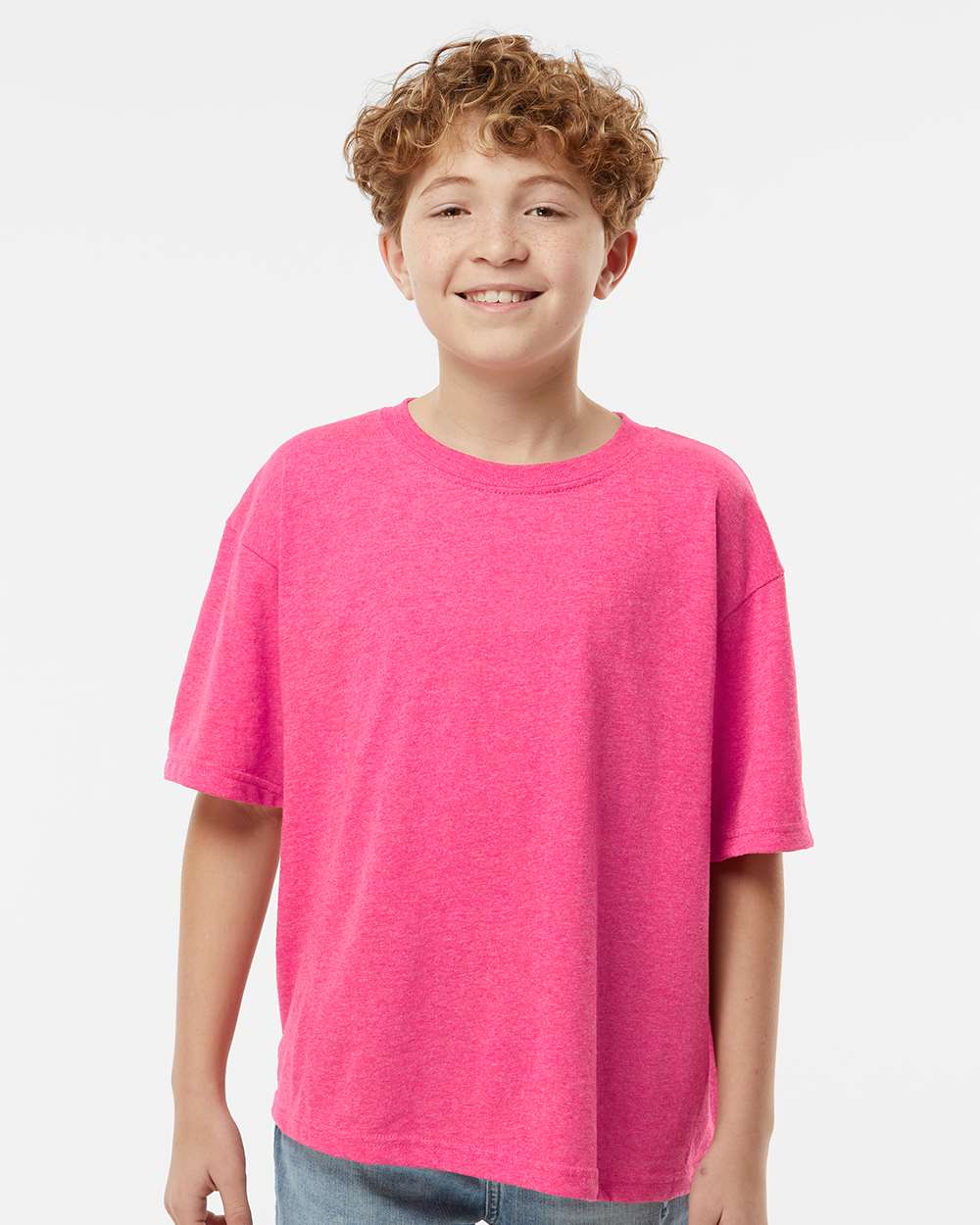 M&O MO4850 Youth Gold Soft Touch T-Shirt in Neon Pink size Large | Cotton 4850