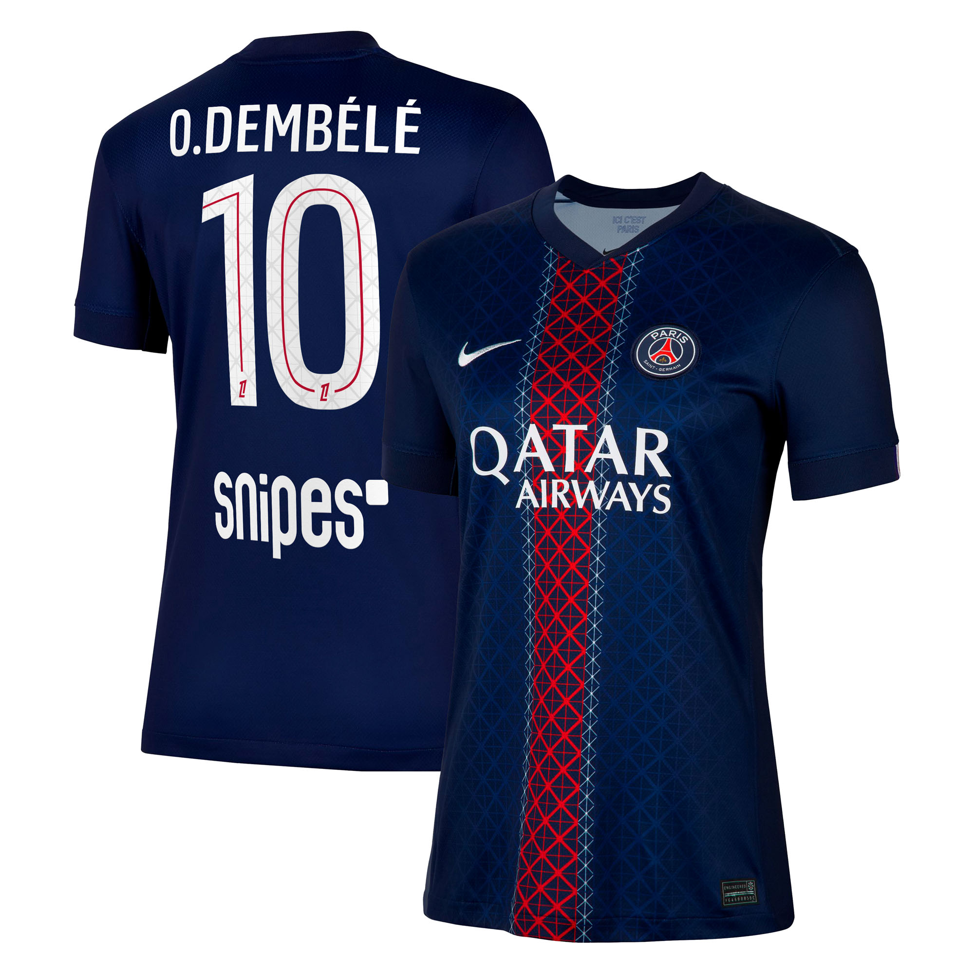 PSG Nike Stadium Heimtrikot 2025-26 - Damen mit Aufdruck O. Dembélé 10 Image