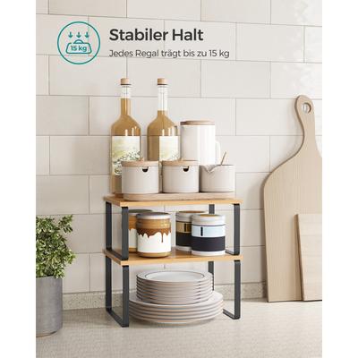 TEMU Spice Rack, 2pcs Set Kitchen Organizer, Kitchen Shelf, Cabinet Organizer Kitchen, Expandable, Small Shelf, Stackable