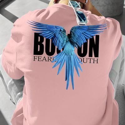 "TEMU Men' Style Graphic T-shirt - "boston Fear" Design With Print, Loose Fit, Round Neck, Summer Casual Wear, Casual Summer Wear | Graphic Tee | , Plus Size" Image