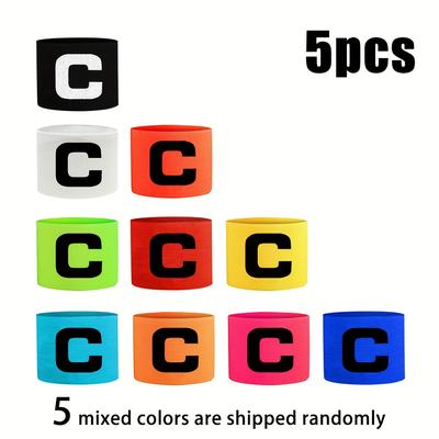 TEMU 2025 , 5/8pcs Mixed Color Random Football Captain Sleeves, Nylon Material, High Elasticity, Non-binding, Precise Captain Position, Suitable For And Competition, Your Best Football Sports Partne Image