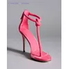 Rosa Wildleder-Oberteil, durchsichtiges PVC, Zehenriemen-Sandalen, runde Zehen, Reißverschluss hinten, dünne High Heels, T-Bühnenform, Sommer-Damenschuhe, 2024, Neu
