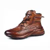 Echtes Leder Winter Stiefel Für Männer Krokodil Leder Casual Fleece Warme Schuhe Motorrad Punk Botas