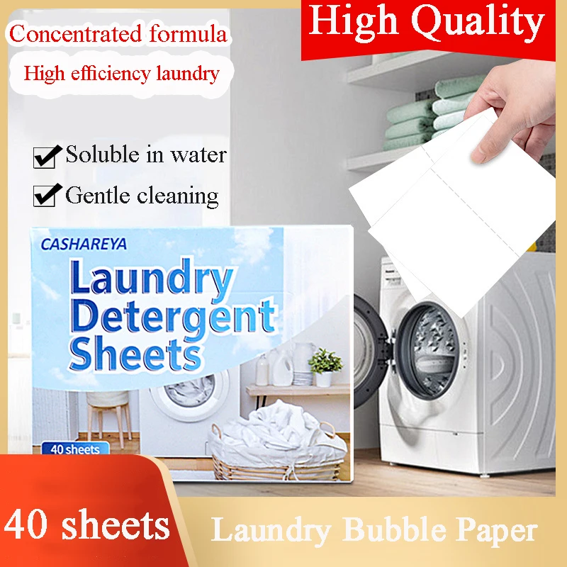 Wäschetabletten, leistungsstarke Dekontamination, langlebiges Duftblasenpapier für die Waschmaschine, Reinigungstuch, Waschmittelblätter Image