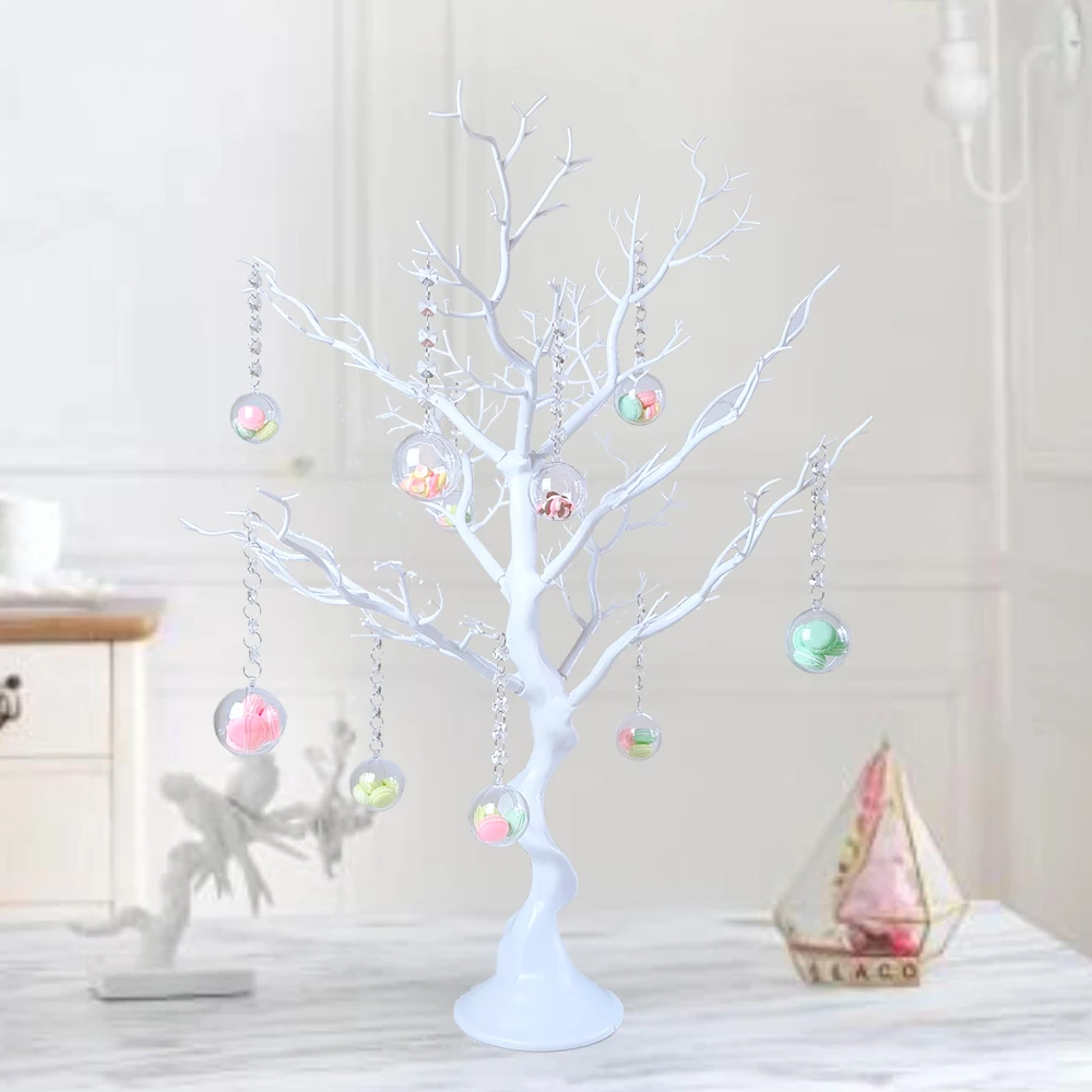 72cm Weiß/Gold Weihnachts dekoration Baum weiß Kuchen Tisch dekoration Kristall mit runden Kugel dekorativen Anhänger Image