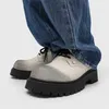 Neue Herren-Derby-Schuhe im britischen Stil, große, runde Zehen, klobige Plateau-Sneaker, originelle, atmungsaktive Freizeitschuhe für Streetwear und Alltag