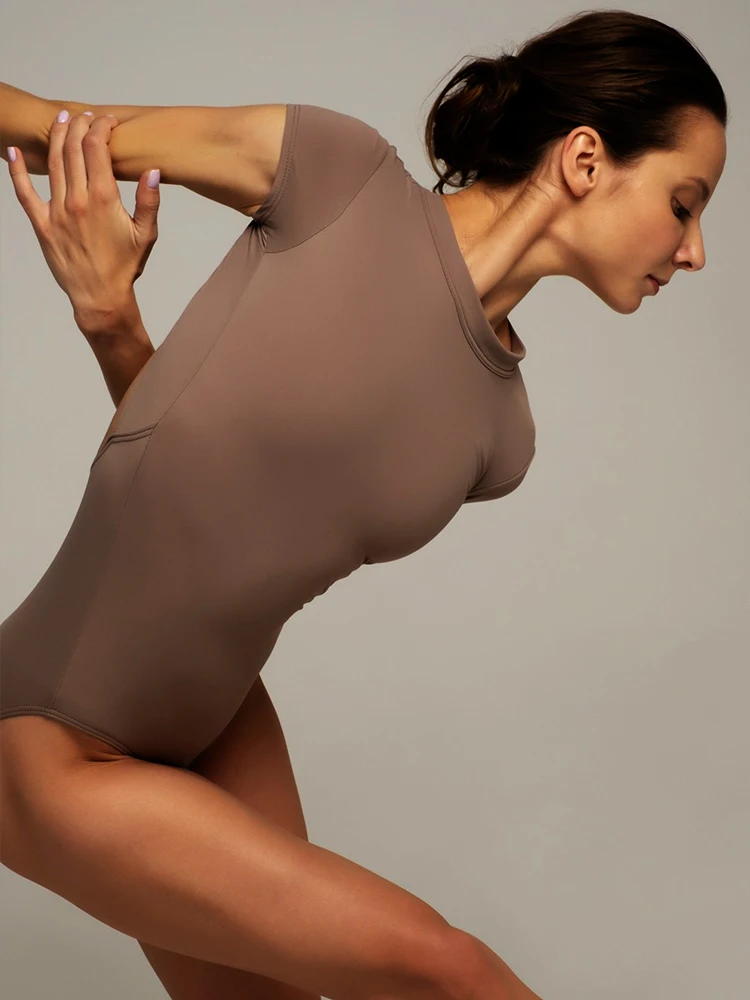 Body da danza classica da donna Body da danza a maniche corte in nylon per donna Body da balletto classico Body da ginnastica Costume da bagno per adulti
