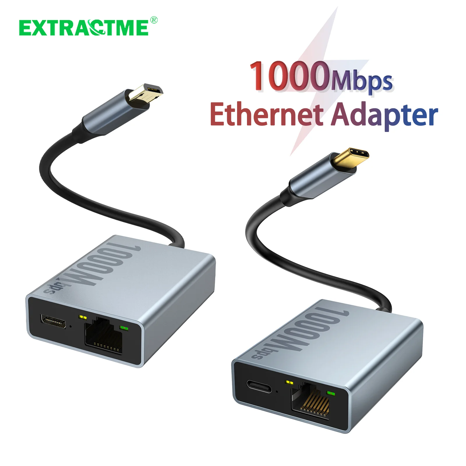 Extractme 1000 Mbit/s Netzwerkkarte Typ C Micro USB Ethernet Adapter für Chromecast 4K Google TV Smartphones Tablets Android Gerät Image