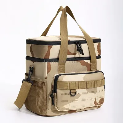 2025 waterproof thermal insulation double lunch bag camouflage tactical ice bag thickened freezer bag outdoor picnic storage bag