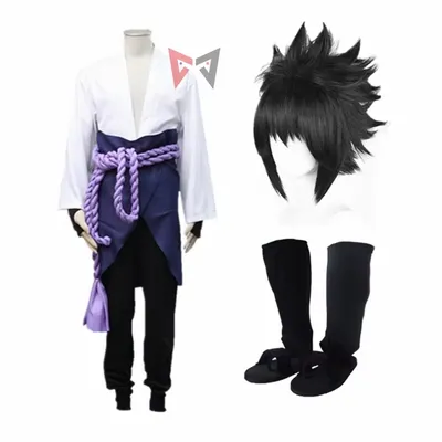 Athemis Ninja Uchihang Sasukecosplay Kostüm Perücke Stiefel zur Auswahl Erwachsene Plus Size Image