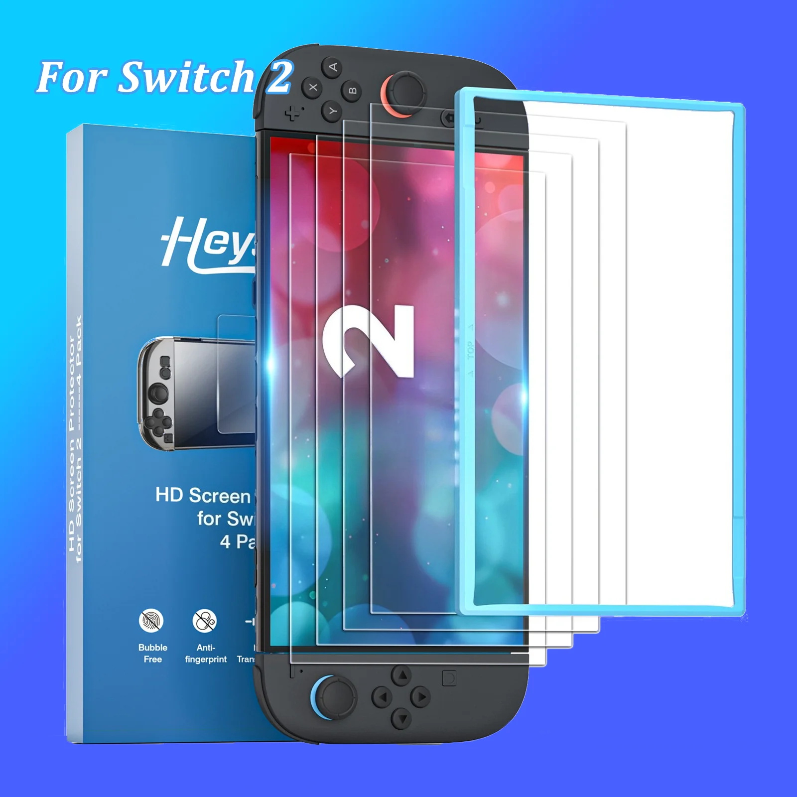 4-teiliges Set: Displayschutzfolien passend für Switch 2. Der hochauflösende gehärtete Film ist nicht leicht zu zerbrechen, schmutzabweisend Image