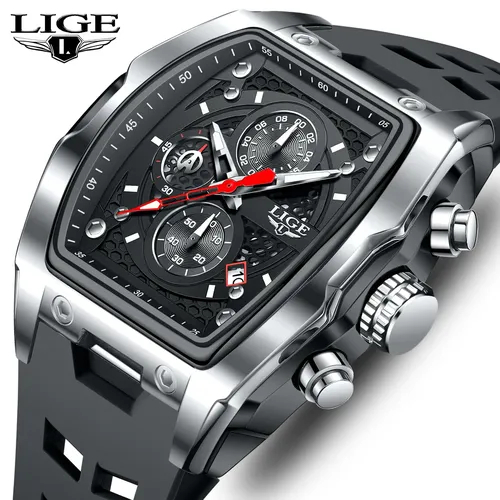 LIGE montre en Silicone mode militaire sport étanche montres à Quartz calendrier lumineux montre pour hommes chronographe montres pour homme