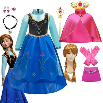 Disney Frozen 1, Prinzessin Elsa Blumenkleid mit Umhang Elsa Jüngere Schwester Anna Image
