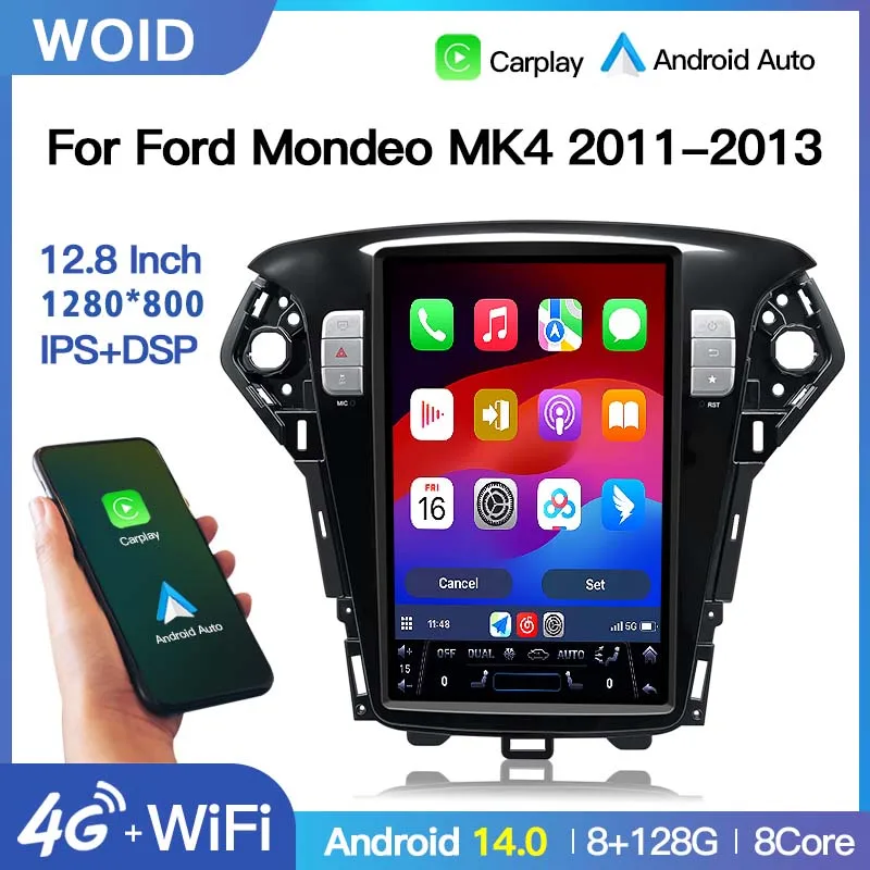 12,8 ''Autoradio Android 14 GPS Navigation Multimedia Video Player Für Ford Mondeo MK4 2011-2013 4G drahtlose Carplay BT DSP Image
