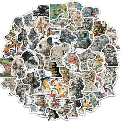 50PCS Landschaft Foto Collage Porträt Graffiti Aufkleber Telefon Gitarre Skateboard Wasser Tassen Tagebuch Wasserdichte Dekoration Image