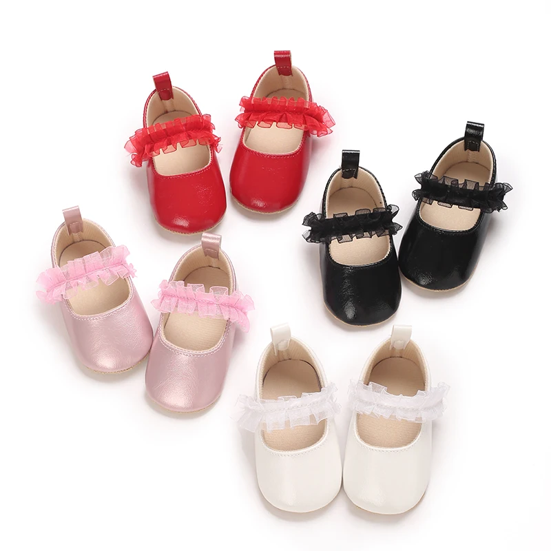 Neue Einfarbig Baptist schuhe Frühling Baby Schuhe PU Leder Neugeborene Mädchen Schuhe Erste Wanderer Prinzessin Bowknot Baby Prewalker Image