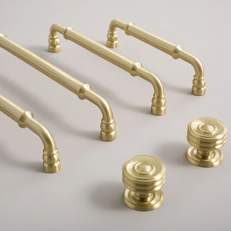 Massiver Messing Schrank griff schlanke Möbel Hardware Küchen griff Kommoden Kleider schrank Schubladen knöpfe Gold griff Image